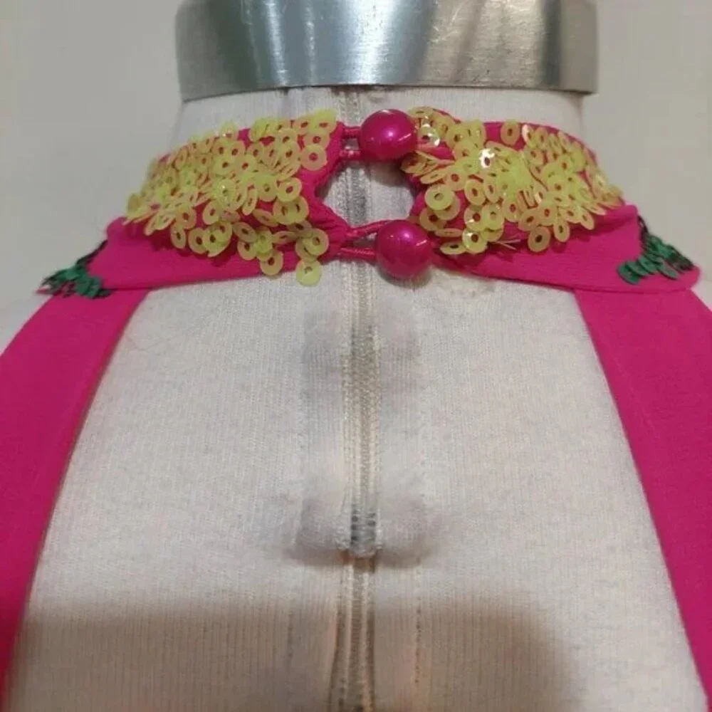 💋RETRO GLAM!💋 STUDIO 54 Halter Cut Out Wide-leg Jumpsuit in Stripe Sequin - Picture 13 of 15